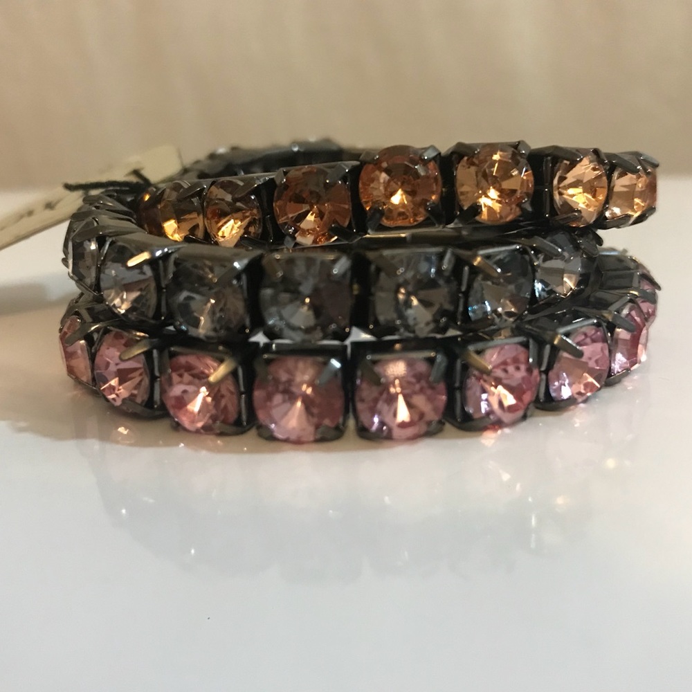 One Wink Rhinestone Three Strand Stretch Bracelet